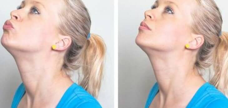 Chin Lift: Lose your double chin and stretch your jaw, throat, and neck with chin lift pose.