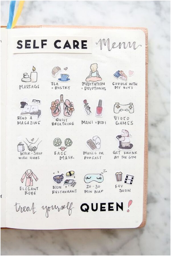 Ideas for Self-Care Layout #BuJo