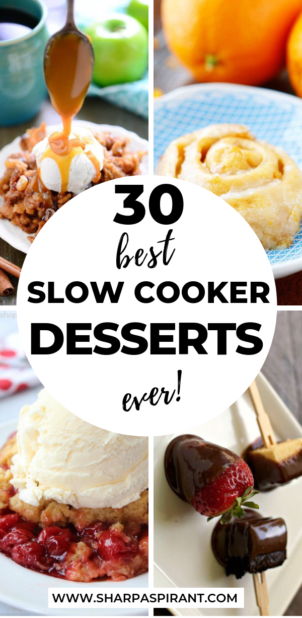 Slow Cooker Desserts - did you know you can use your slow cooker for more than just dinner meals? You can even make desserts! Delicious, easy and yummy dessert recipes. These are the best slow cooker dessert recipes you should try! #slowcooker #slowcookerdesserts #desserts #crockpot #crockpotdesserts via www.sharpaspirant.com
