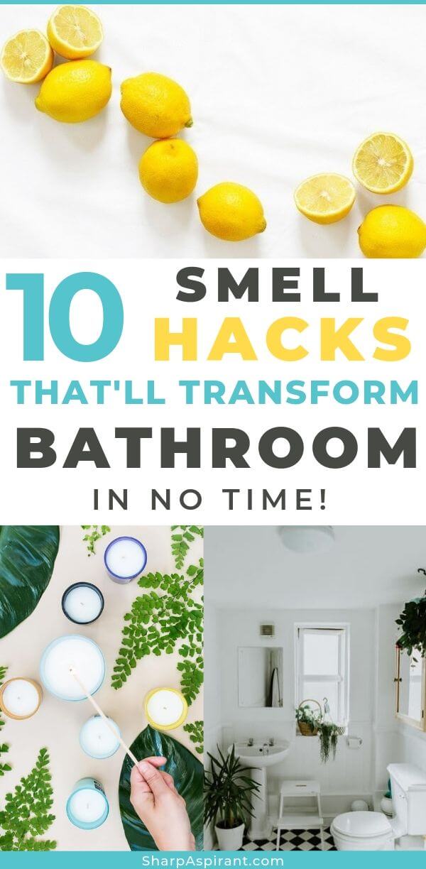 Tired of persistent bathroom odors? Here's a list of "10 Easy Ways to Make Your Bathroom Smell Good" and clean all day via www.sharpaspirant.com #bathroom #bathroomhacks #bathroomcleaning #bathroomcleaningtips