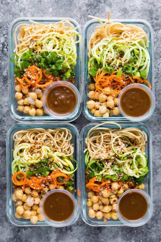 Cold Sesame Noodle Meal Prep Bowls (Vegan) These healthy Vegan Meal Prep Ideas are perfect for breakfast, lunch or dinner, easy to cook and delicious to eat! #Meals #MealPrep #HealthyMealPrep #HealthyRecipes #veganrecipes