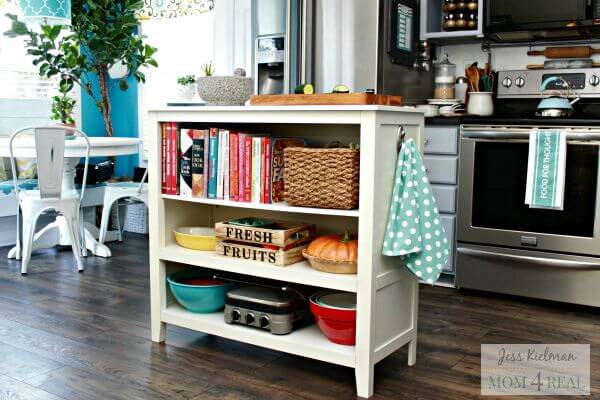 Turn a sideboard into a kitchen island. #Kitchen #KitchenOrganization #KitchenDecor #KitchenStorage