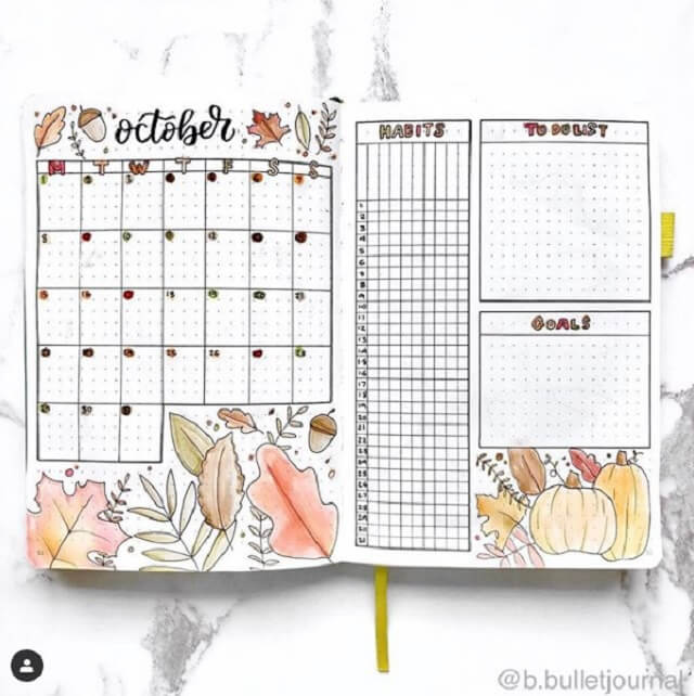 Need more inspiration for your next BuJo monthly spread? Check out these 13 Bullet Journal Monthly Spread Ideas That Are Incredibly Stunning! bullet journal, bullet journal ideas, bullet journal layout, bullet journal inspiration #bulletjournal #bulletjournalideas #journalideas #BuJo #BuJoInspo