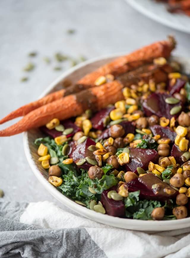 Featuring nutritious kale, beets, chickpeas, and other ingredients that add texture and flavor