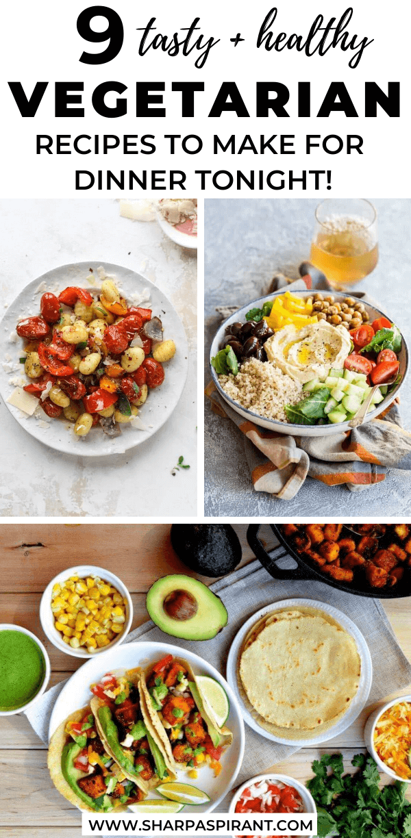 Are you looking for quick, easy, and healthy dinner recipes? Here are 9 delicious vegetarian dinner recipes even your meat-loving kids and family will love! #Meals #MealPrep #HealthyMealPrep #HealthyRecipes #Dinner #DinnerIdeas #DinnerRecipes #HealthyDinnerRecipes. healthy dinner ideas vegetarian, vegetarian recipes dinner, healthy dinner recipes