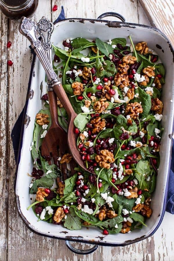 Winter Salad with Maple Candied Walnuts + Balsamic Fig Dressing