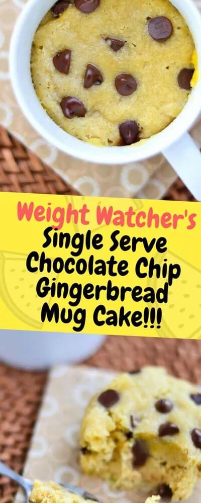 Single Serve Chocolate Chip Gingerbread Mug Cake get the full recipe on One Off Food. 50 Quick & Easy Weight Watchers Desserts With SmartPoints. Looking for yummy Weight Watchers desserts with points or freestyle points?These tasty freestyle weight watchers desserts include everything from Cheesecake to chocolate cake to pancakes with cool whip and everything in between! #weightwatchers #weightwatchersdesserts #weightwatchersrecipes #weightwatchersdessertsfreestyle #easy #healthy #smartpoints #wwdesserts #freestyle #desserts #healthydesserts
