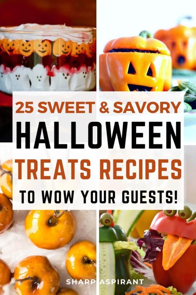These scary-good 25 Sweet and Savory Halloween Treats Recipes are sure to wow kids and adults alike! Halloween treats desserts | Halloween treats ideas | Halloween party ideas food 