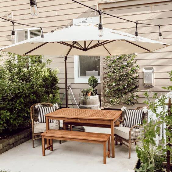 Small Outdoor Living Space with Stylish Sunbrella