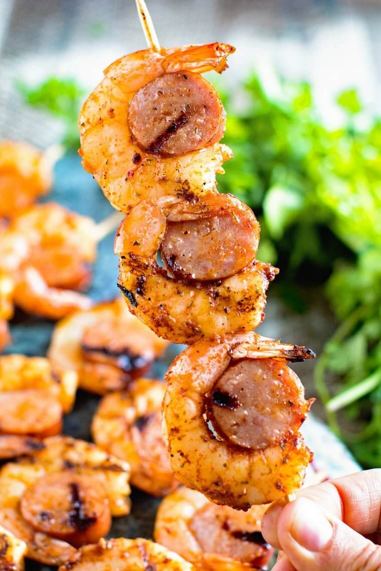 Sausage & Grilled Shrimp Kabobs via Gimme Some Grilling. Level up your summer fun with some of the best BBQ and grilling recipes of all time! If you're looking for some easy + healthy BBQ recipes, grilled chicken or meat for a crowd, we've got you covered. Check out our over 30 summer BBQ recipes for you to try!
