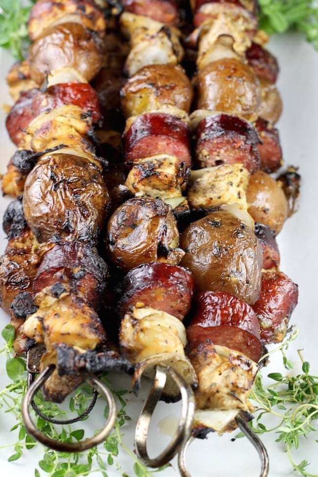 Smoked Sausage Chicken and Potato Kabobs via Miss in the Kitchen. Level up your summer fun with some of the best BBQ and grilling recipes of all time! If you're looking for some easy + healthy BBQ recipes, grilled chicken or meat for a crowd, we've got you covered. Check out our over 30 summer BBQ recipes for you to try!