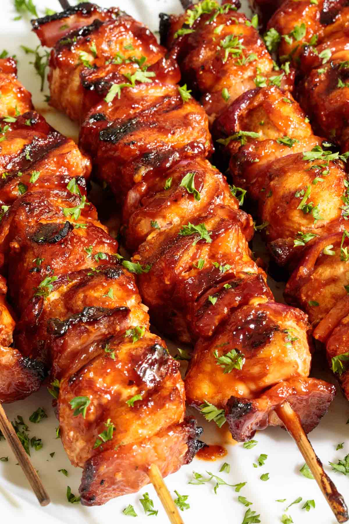 Bacon Bourbon Barbecue Chicken Skewers via The Cafe Sucre Farine. Level up your summer fun with some of the best BBQ and grilling recipes of all time! If you're looking for some easy + healthy BBQ recipes, grilled chicken or meat for a crowd, we've got you covered. Check out our over 30 summer BBQ recipes for you to try!