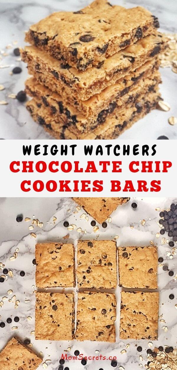 Chocolate Chip Cookie Bars get the full recipe on MomSecrets. 50 Quick & Easy Weight Watchers Desserts With SmartPoints. Looking for yummy Weight Watchers desserts with points or freestyle points?These tasty freestyle weight watchers desserts include everything from Cheesecake to chocolate cake to pancakes with cool whip and everything in between! #weightwatchers #weightwatchersdesserts #weightwatchersrecipes #weightwatchersdessertsfreestyle #easy #healthy #smartpoints #wwdesserts #freestyle #desserts #healthydesserts