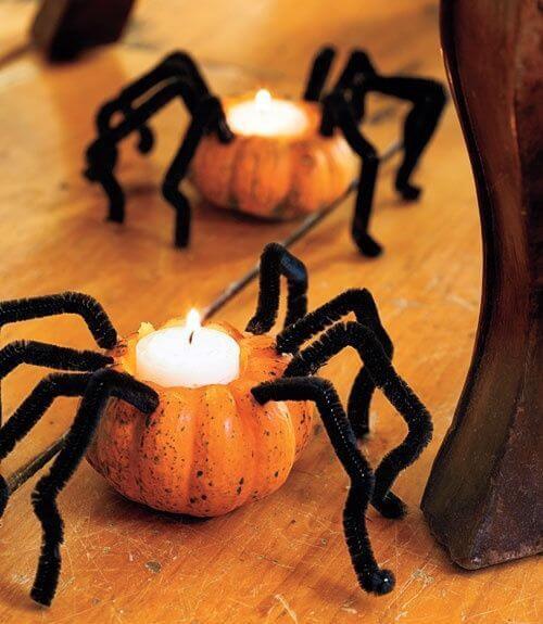 Pumpkin Spider Candle Holders