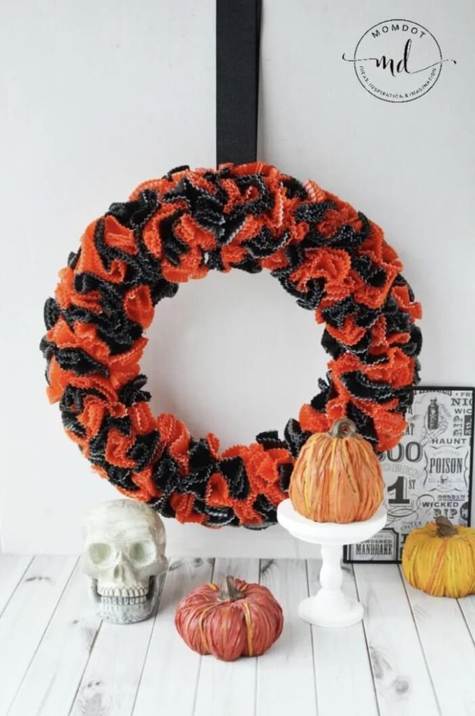 Wreath With Cupcake Wrappers for Halloween