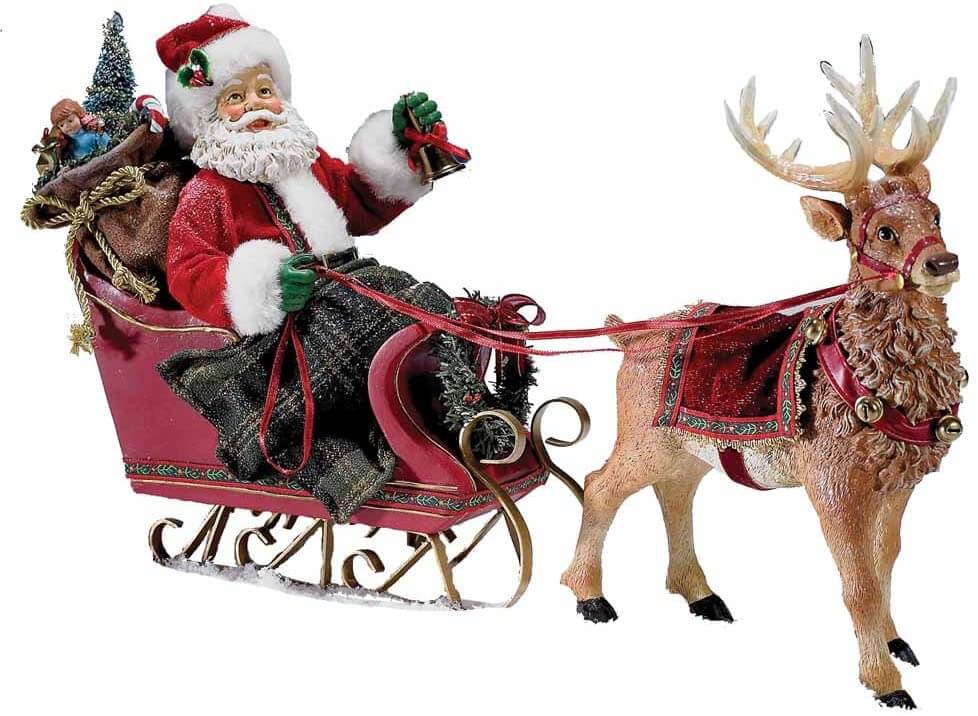 Santa in Sleigh with Deer Tablepiece