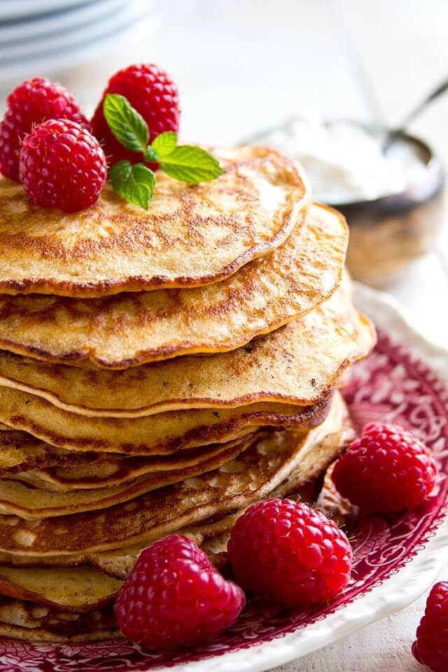 with only 5 ingredients, these almond cream cheese pancakes are so easy to make