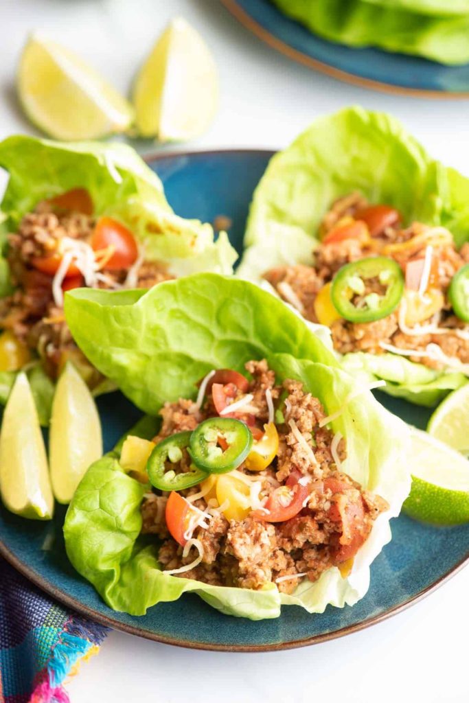 This turkey filling is a favorite among the healthy lettuce wrap recipes because of its traditional taco characteristics.