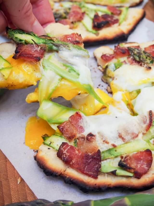 the asparagus, bacon, cheese, and egg combination is amazing!