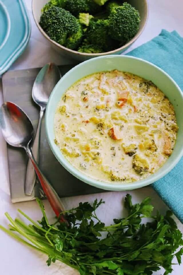 Turkey Leek Soup with Bacon and Broccoli