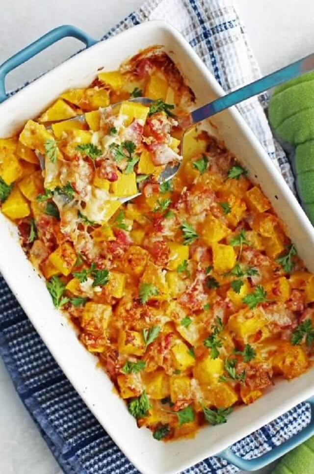 Baked Bacon Cheese Butternut Squash