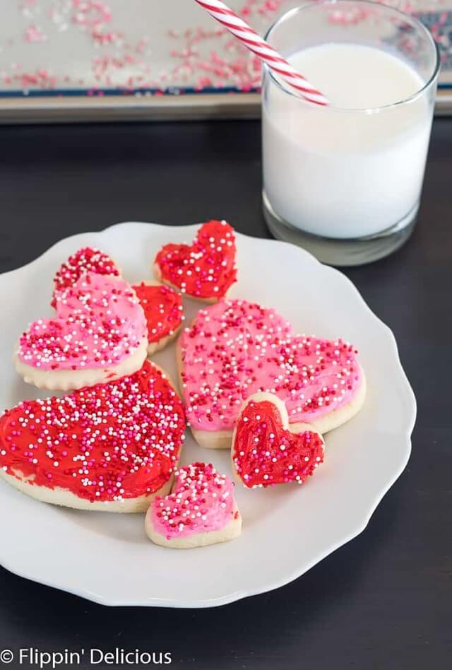 soft, cakey, gluten-free heart-shaped with fluffy frosting