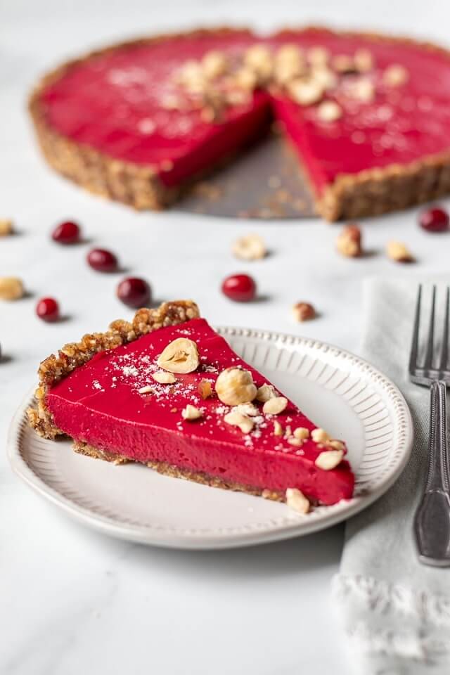 gluten-free, no-bake Vegan Cranberry Tart is overflowing with sweet-tart taste and created with only seven ingredients.