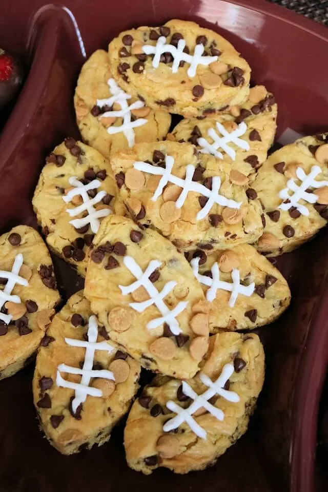 Football Chocolate Chip Peanut Butter Blondies