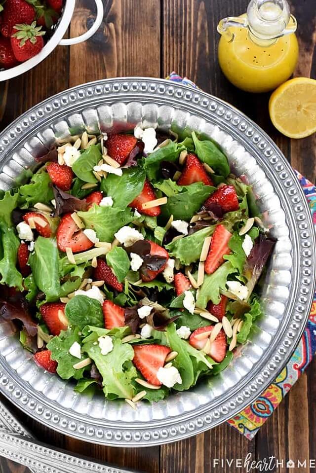 These Easter salad recipes are bright, colorful, and delicious you have to make one right now! Here are 12 gorgeous Easter salads ranging from a sweet and salty strawberry goat cheese dish to a show-stopping rainbow pasta salad.