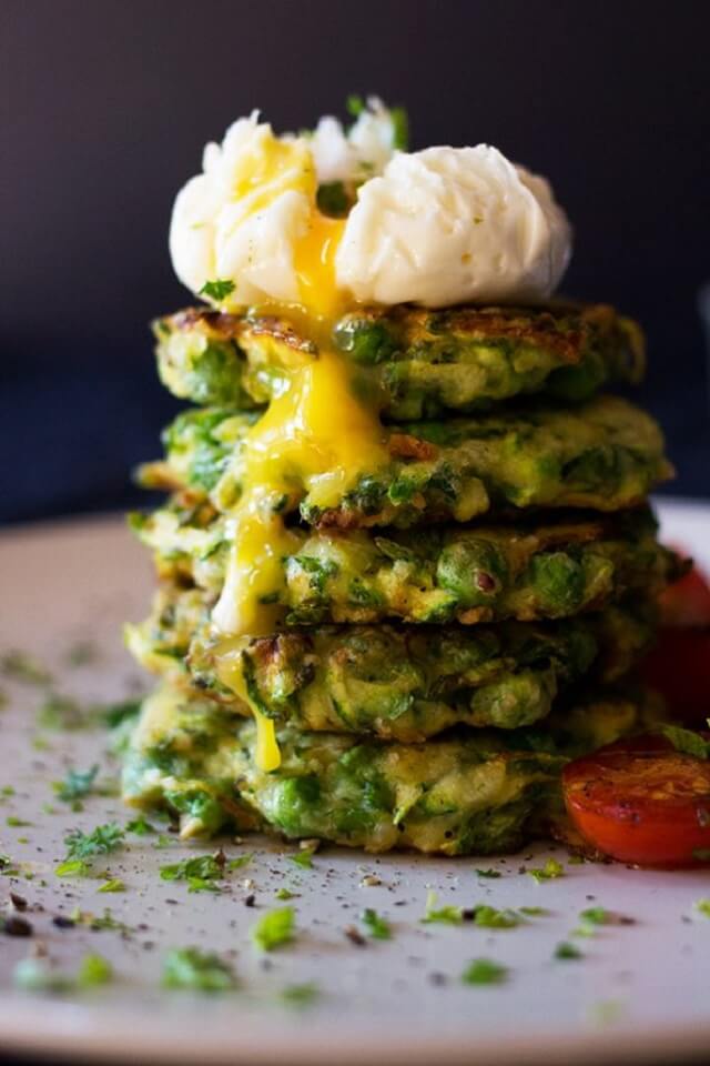 Zucchini, Pea, and Mint Fritters