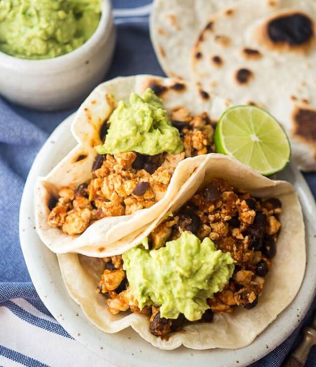 Adobo Sofritas Tacos with Black Beans and Lime Guacamole