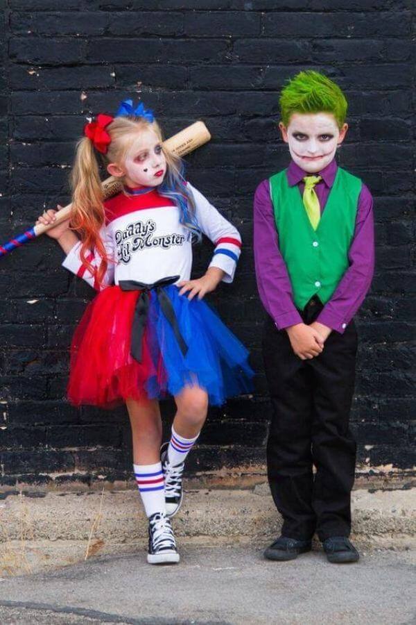 Harley Quinn & The Joker. If you're running out of fresh ideas on the best kids Halloween costumes, then keep on browsing these pictures of Halloween costumes. We have an amazing list of scary + cool Halloween costumes perfect for toddlers and kids - boys and girls!