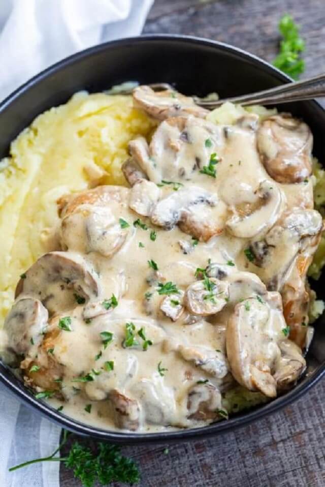 You'll have a creamy mushroom sauce slathered all over succulent, juicy chicken in just 30 minutes.