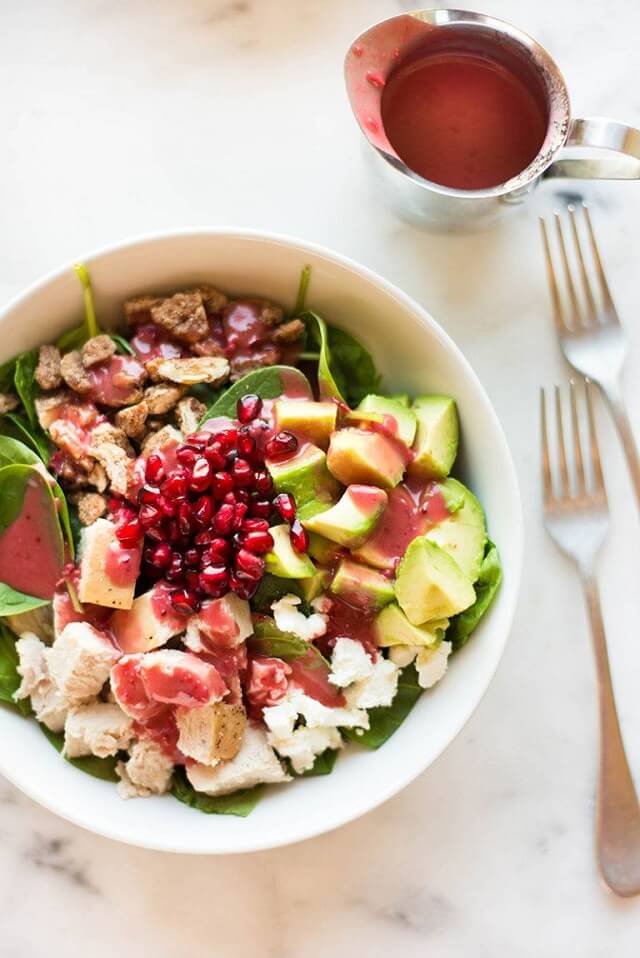 delicious and light Leftover Turkey Salad with Cranberry Vinaigrette!