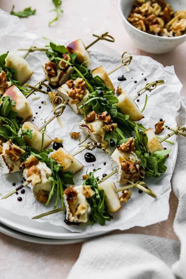 Pear & Brie Cheese Salad Skewers