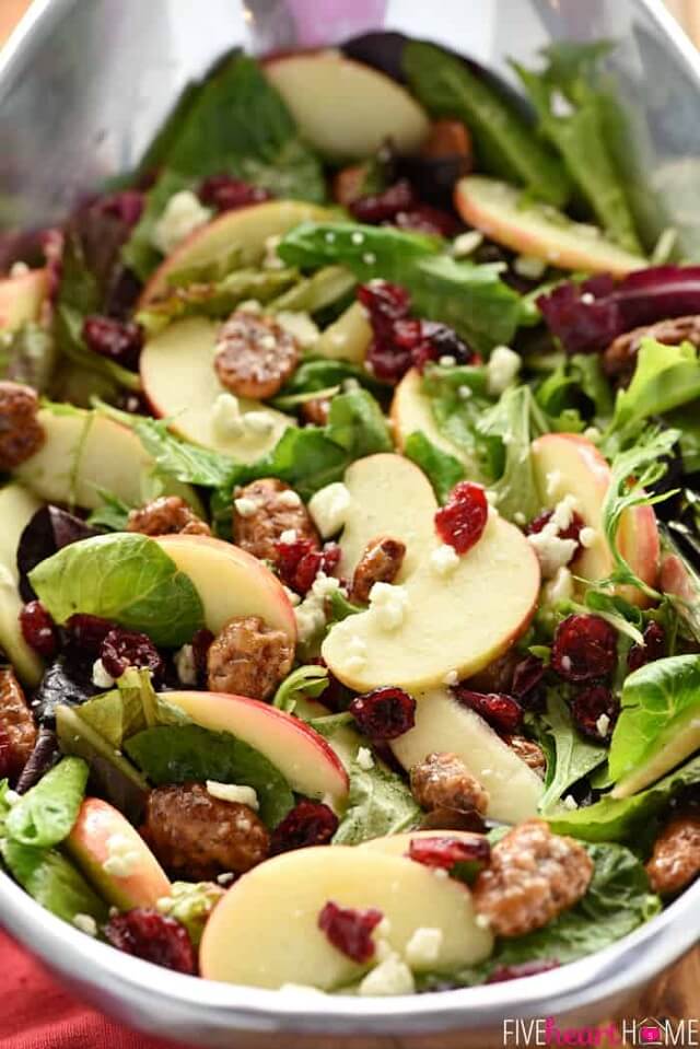 These delicious Thanksgiving salad recipes will make your celebration extra special this year. Using fresh fall ingredients including Brussels sprouts, cranberries, and turkey these Thanksgiving salad ideas are tasty and refreshing!