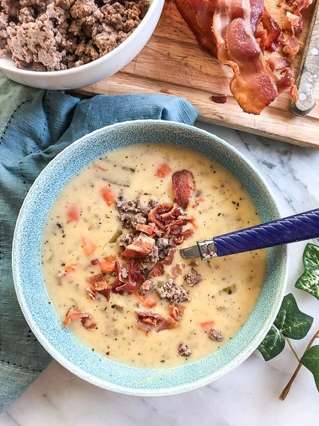 If you're craving a burger but don't want all the calories, this soup is a great alternative!