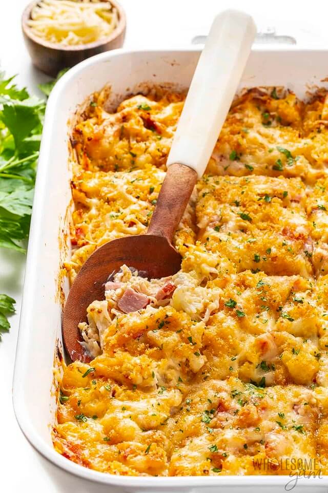 This casserole is a great, healthy alternative to the classic chicken cordon bleu recipe.