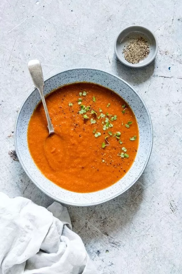 This yummy and cozy tomato soup made with easily accessible ingredients is perfect for busy weekdays and meal planning.