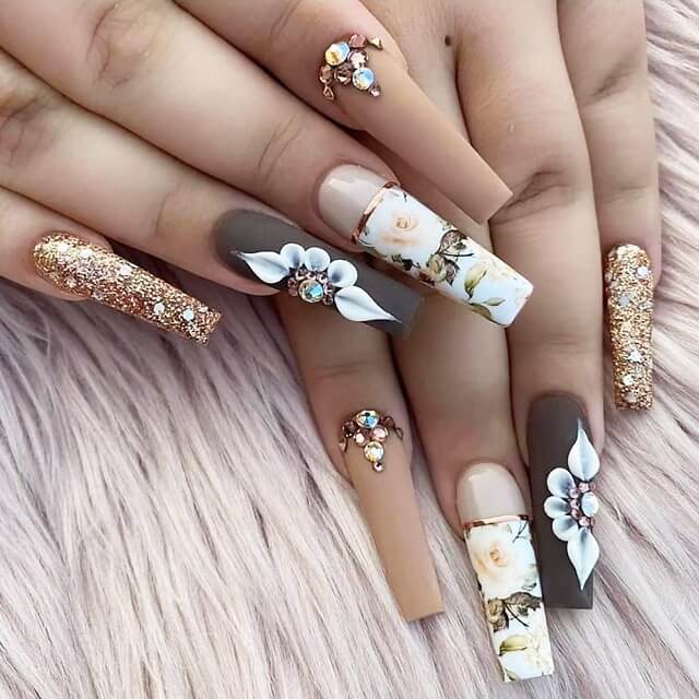 the intricate designs on each nail are so unique, pretty, and elegant