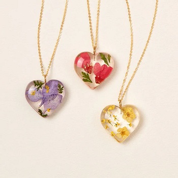 Uncommon Goods Birth Month Flower Heart Necklace