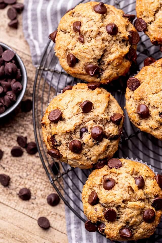 They're ultra-moist thanks to the ripe bananas, and they've got the perfect combo of peanut butter goodness and chocolate chips.
