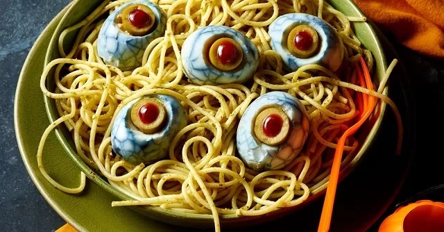 Egg eyeballs Pesto Pasta