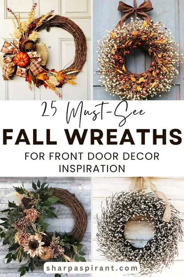 Get ready to hang your most beautiful fall wreaths for front door and wow your guests! Check out these 25 fall wreaths you can get on ETSY.farmhouse fall wreath ideas | DIY fall wreaths | rustic fall wreaths for front door DIY easy | simple fall wreaths | easy fall wreaths for front door autumn Diy. Get these rustic fall decor ideas and elegant fall wreaths for cheap now! #fallwreathsforfrontdoor #wreaths #falldecor #rustic #farmhouse #fallwreaths
