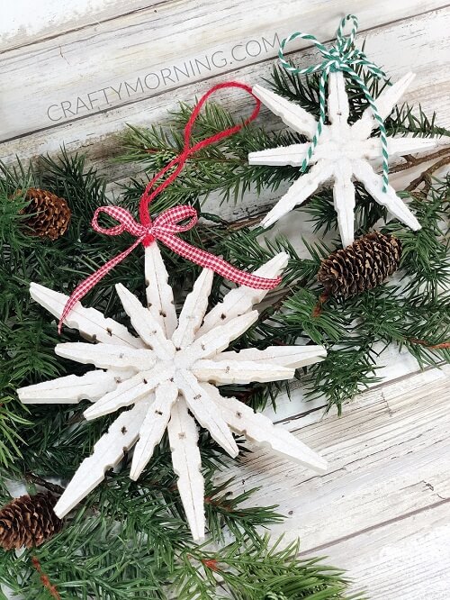 Clothespin Snowflake Ornaments