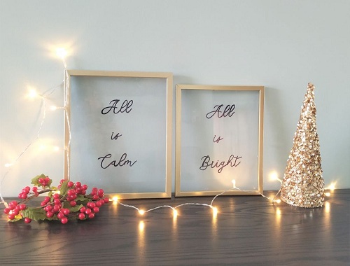 Framed Glass Floating Signs Minimalist Holiday Decor