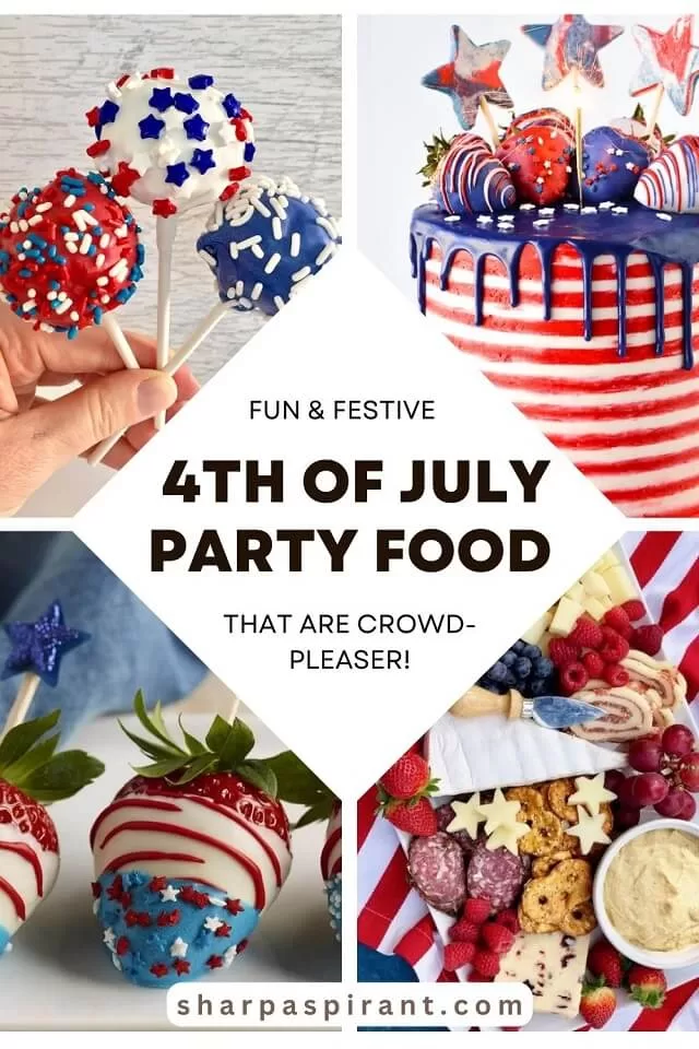 These 25 festive and fun 4th of July party food ideas are guaranteed to impress everyone! They are perfect for a large crowd and even kids and adults will love. Find appetizers, BBQ, desserts, and other red, white and blue recipe ideas here!