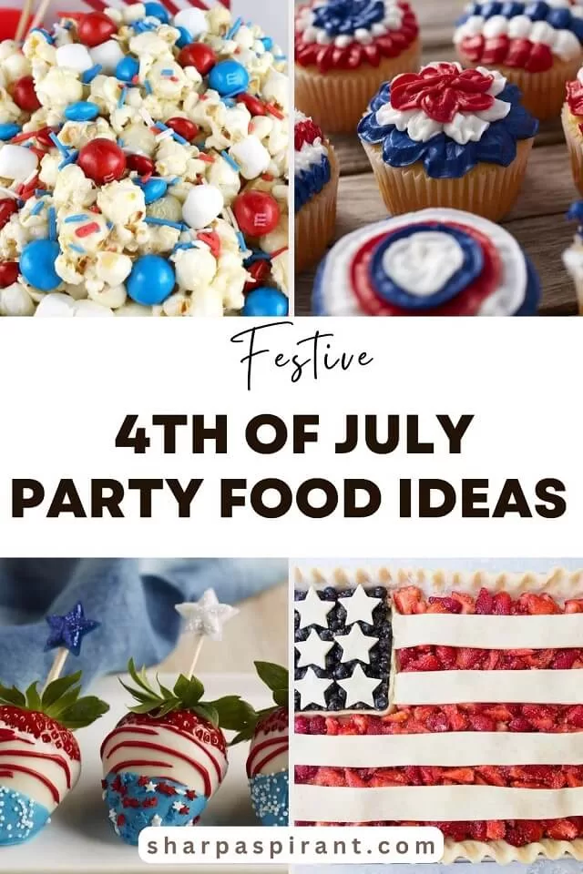 These 25 festive and fun 4th of July party food ideas are guaranteed to impress everyone! They are perfect for a large crowd and even kids and adults will love. Find appetizers, BBQ, desserts, and other red, white and blue recipe ideas here!