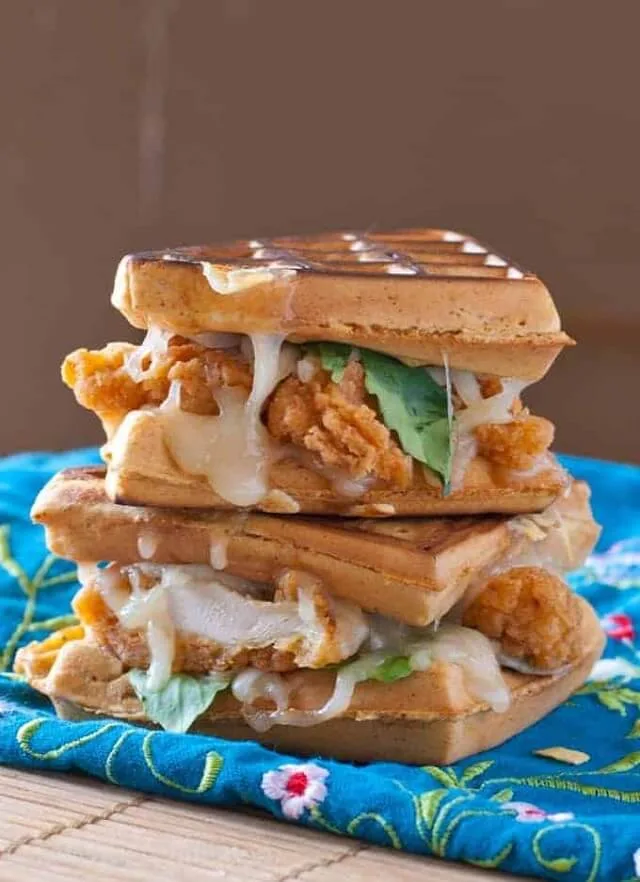 Waffle Grilled Cheese Fried Chicken Sandwich