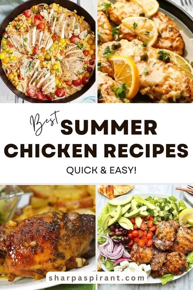 These easy summer chicken recipes are quick and easy to prepare. From chicken barbecue, chicken salad, baked drumsticks, and more, these recipes highlight all of our favorite aspects of summer.